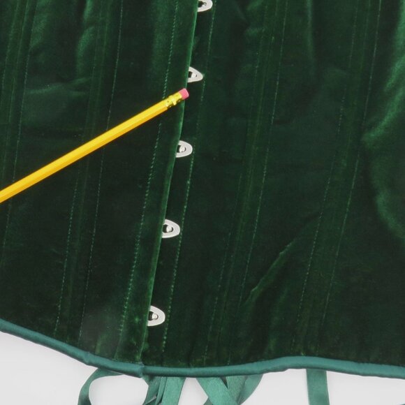 Timeless Trends 30M OverBust Corset Hourglass Silhouette Green Velvet Lace Up - Picture 4 of 12
